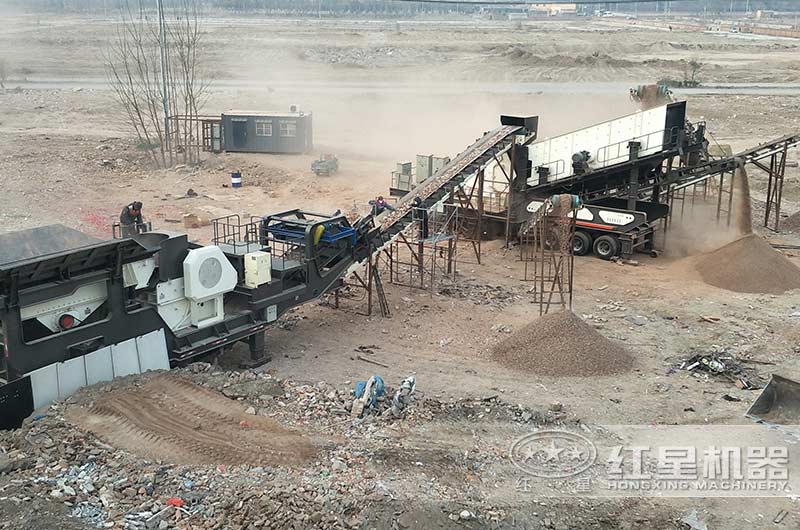 湖南時產200噸移動破碎站生產 現場